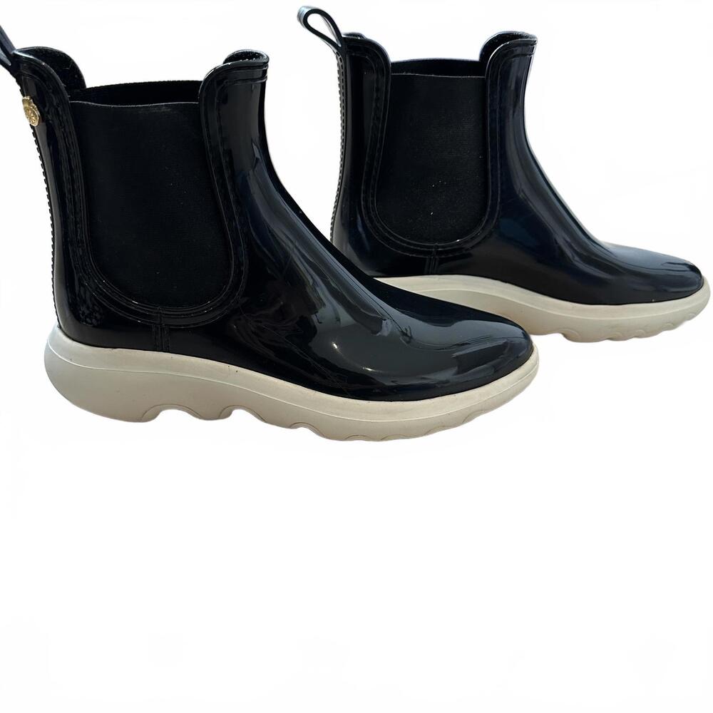 Lemon Jelly Black Patent Chelsea Boots, Size 38